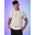 Men Curved Hem Sheer Tee