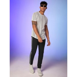Men Curved Hem Sheer Tee