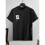 Men Playing Card & Slogan Graphic Tee