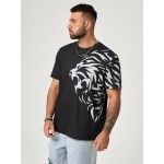 Extended Sizes Men Lion Print Tee
