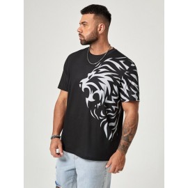 Extended Sizes Men Lion Print Tee