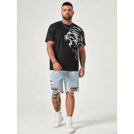 Extended Sizes Men Lion Print Tee