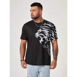 Extended Sizes Men Lion Print Tee