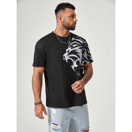 Extended Sizes Men Lion Print Tee