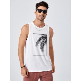 Men Tropical Print Tank