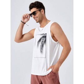 Men Tropical Print Tank