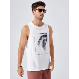 Men Tropical Print Tank