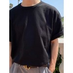 Men Solid Drop Shoulder Tee