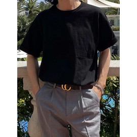 Men Solid Drop Shoulder Tee