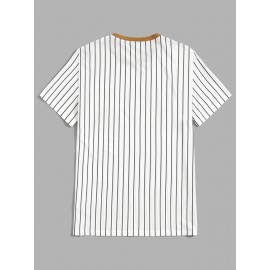 Men Striped Contrast Pocket Tee