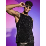 Men Contrast Binding Sequin Tank Top