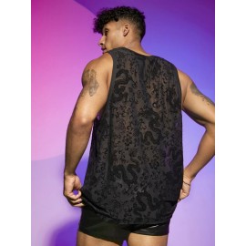 Men Chinese Dragon Print Tank Top