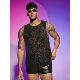 Men Chinese Dragon Print Tank Top
