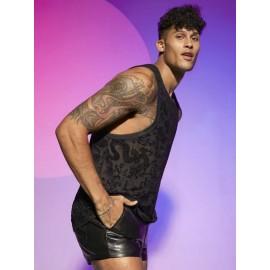 Men Chinese Dragon Print Tank Top