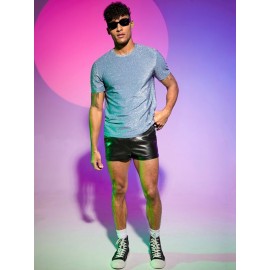 Men Round Neck Glitter Tee
