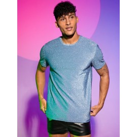 Men Round Neck Glitter Tee