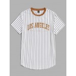 Men Letter Graphic Striped Tee