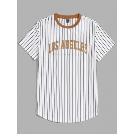 Men Letter Graphic Striped Tee