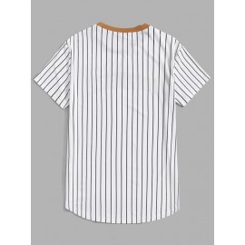 Men Letter Graphic Striped Tee