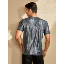 Men Holographic Crocodile Print Tee
