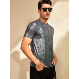 Men Holographic Crocodile Print Tee