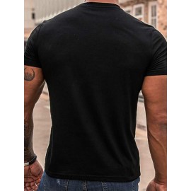 Men Rose Print Round Neck Tee