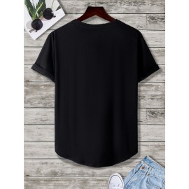 Men Slogan & Picture Print High Low Hem Tee