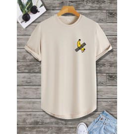 Men Cartoon Banana Print High Low Hem Tee