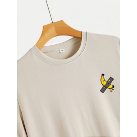 Men Cartoon Banana Print High Low Hem Tee