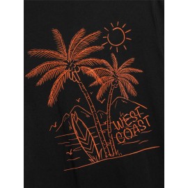 Men Palm Tree & Letter Graphic Tee