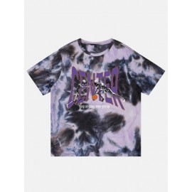Men Tie Dye Skeleton & Slogan Graphic Tee