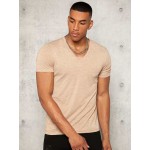 Men Solid V Neck Short Sleeve Tee
