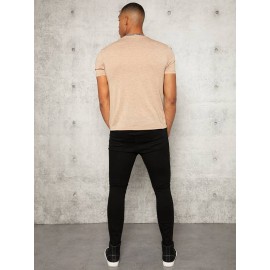 Men Solid V Neck Short Sleeve Tee