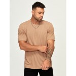Extended Sizes Men Solid Rib-knit Tee