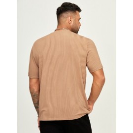 Extended Sizes Men Solid Rib-knit Tee