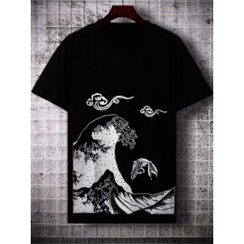 Men Wave Print Tee