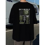 Men Slogan Graphic Drop Shoulder Tee