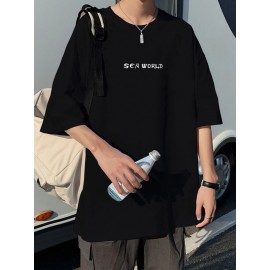 Men Slogan Graphic Drop Shoulder Tee