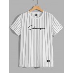 Men Striped & Letter Graphic Tee