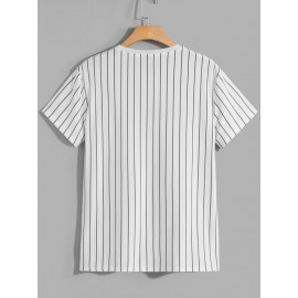 Men Striped & Letter Graphic Tee
