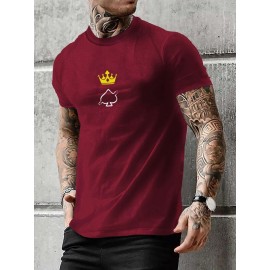 Men Crown & Playing Card Print Tee
