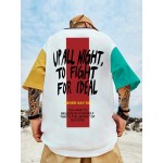 Men Slogan Graphic Colorblock Tee