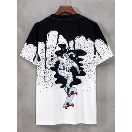 Men Spaceman Print Colorblock Tee