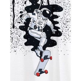 Men Spaceman Print Colorblock Tee